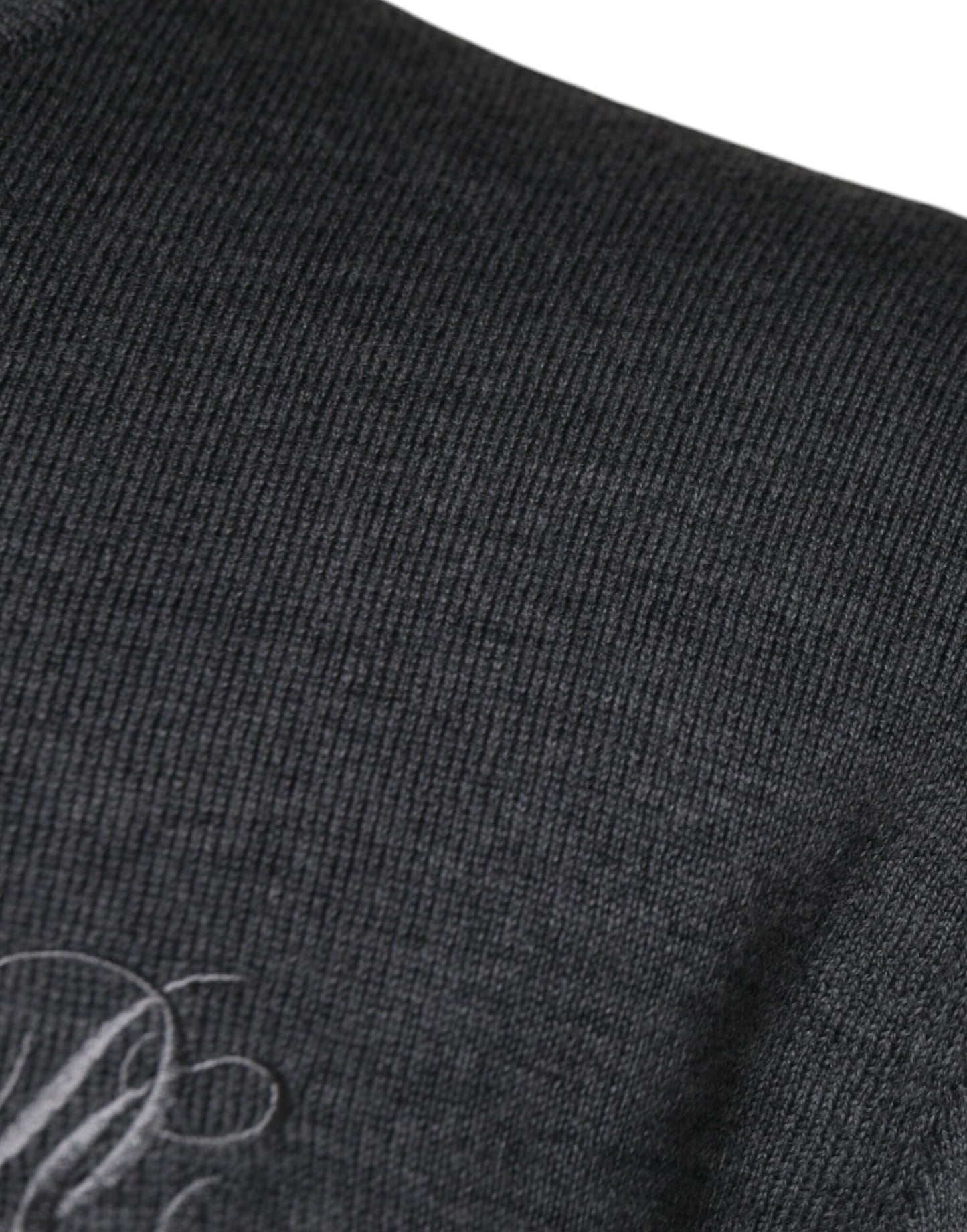 Dolce &amp; Gabbana Pullover aus dunkelgrauer Wolle mit Rundhalsausschnitt