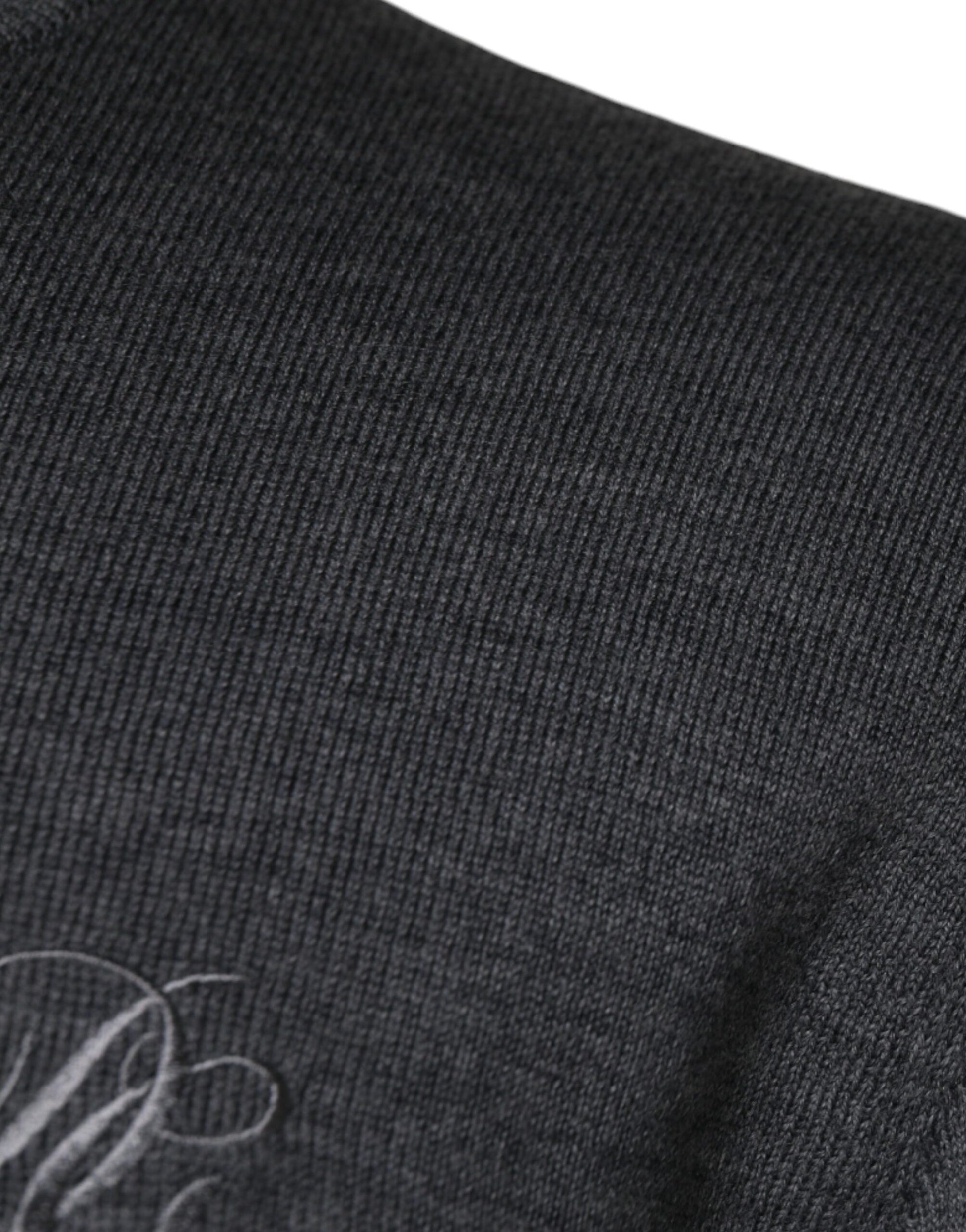 Dolce &amp; Gabbana Pullover aus dunkelgrauer Wolle mit Rundhalsausschnitt