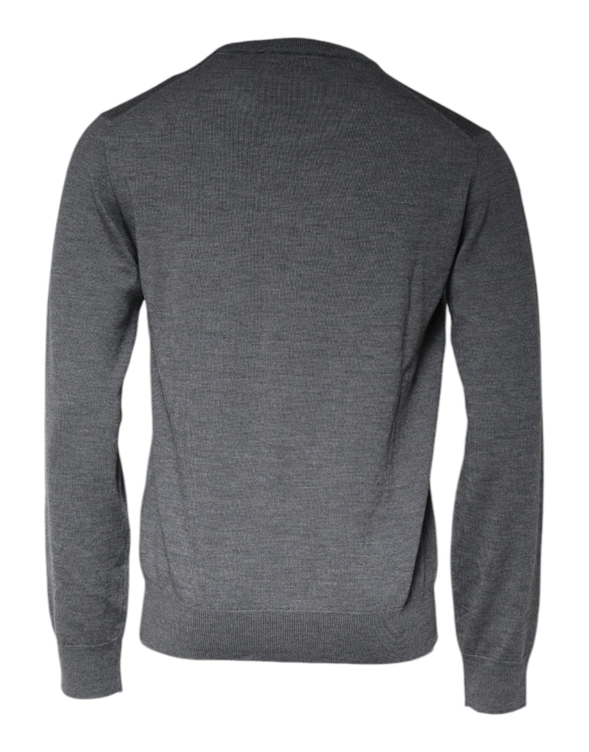 Dolce &amp; Gabbana Pullover aus dunkelgrauer Wolle mit Rundhalsausschnitt