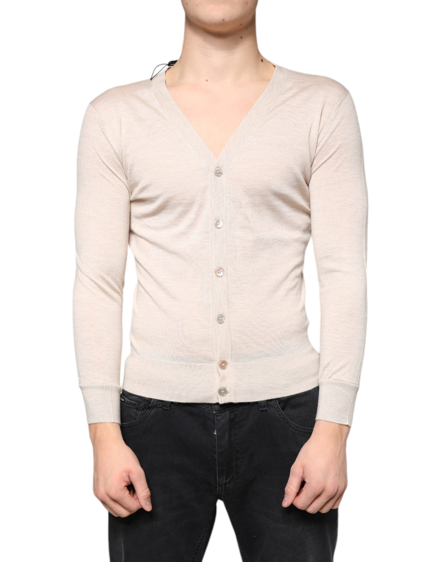 Dolce & Gabbana Beige Kaschmir-Cardigan mit Knopfleiste