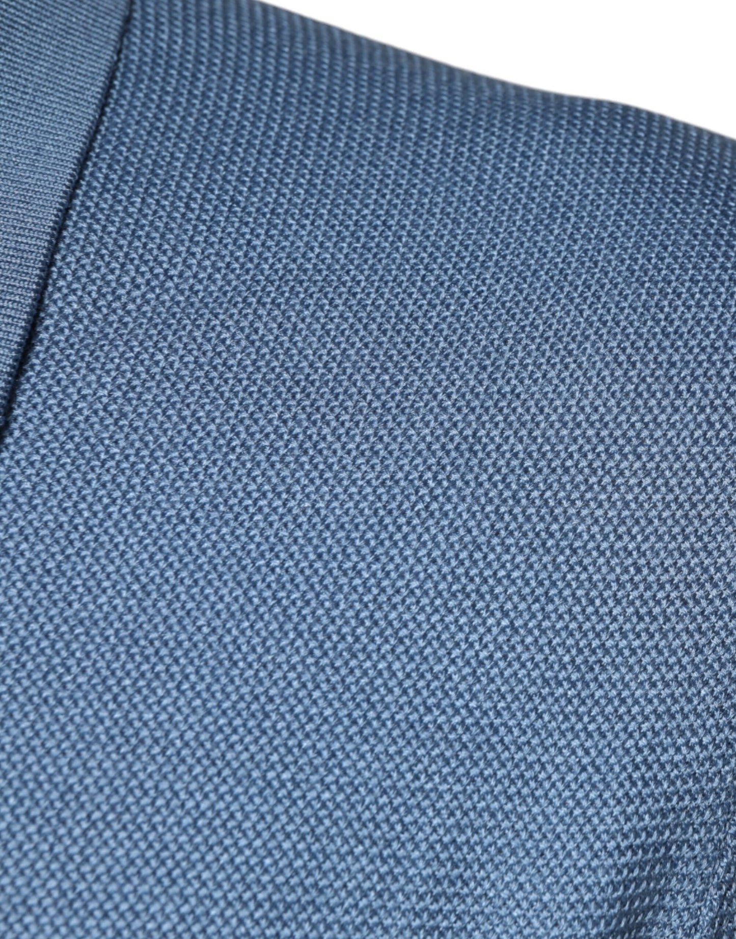 Dolce &amp; Gabbana Himmelblauer Seidenpullover mit Kragen für Herren