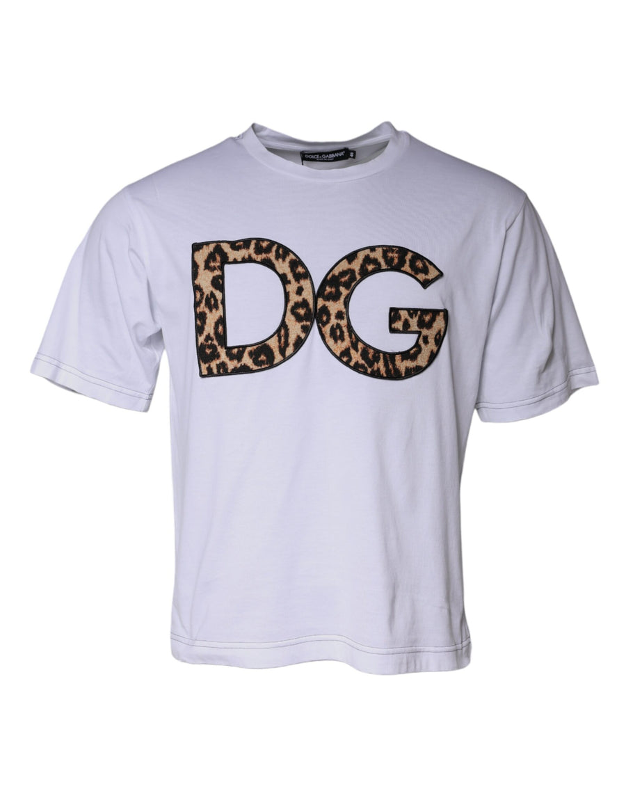 Dolce & Gabbana – Weißes T-Shirt aus Baumwolle mit kurzen Ärmeln und DG-Logo
