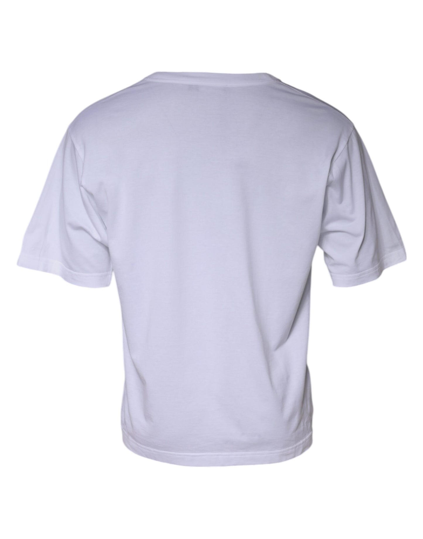 Dolce &amp; Gabbana – Weißes Baumwoll-T-Shirt mit Rundhalsausschnitt und Logo-Patch