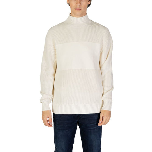 Calvin Klein Jeans – Cremefarbener Baumwollpullover