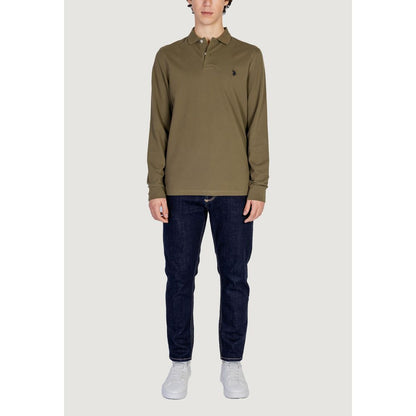 US POLO ASSN. Grünes Langarmshirt aus Baumwolle