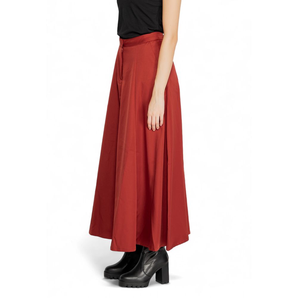Vero Moda Red Polyester Long Skirt
