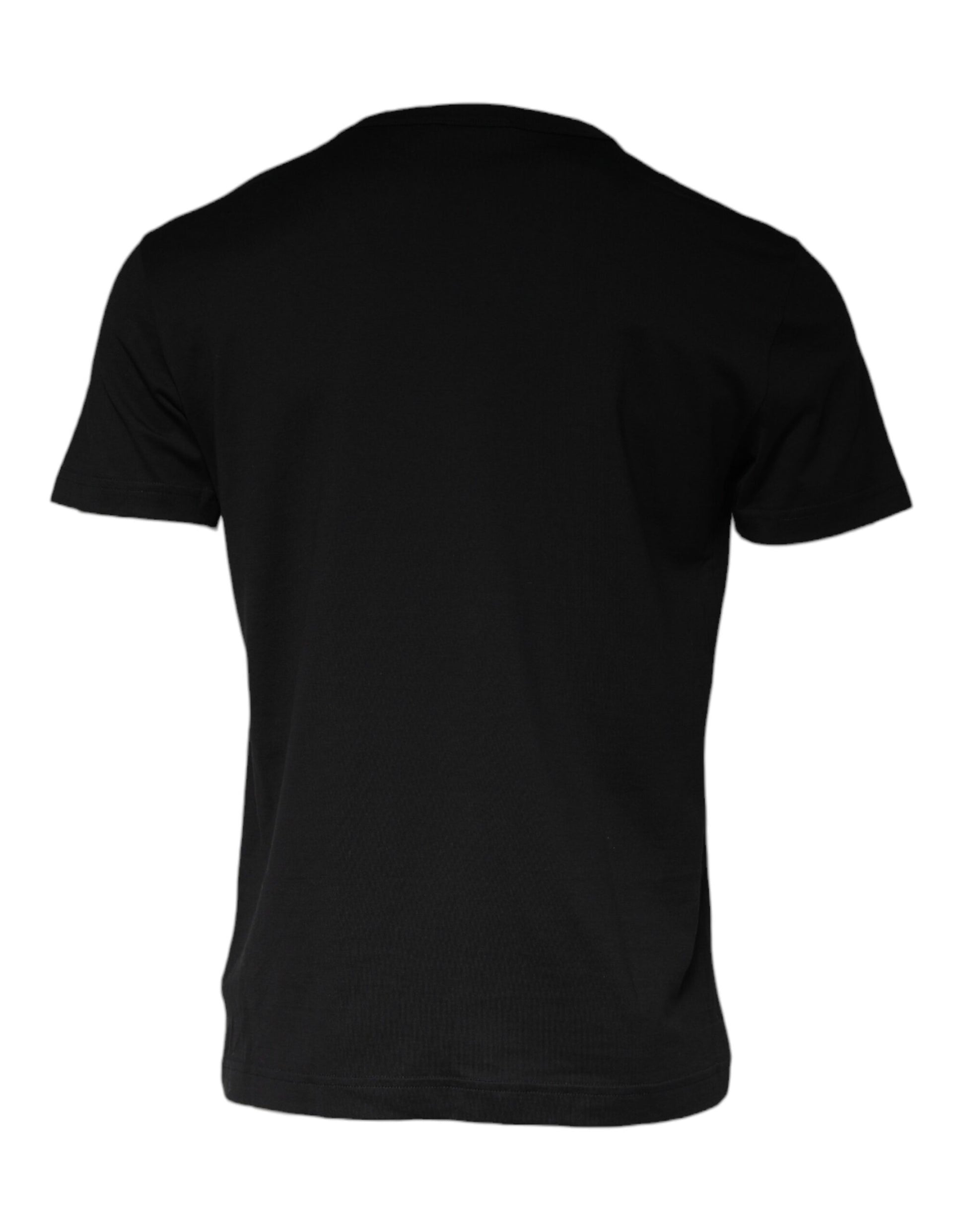 Dolce &amp; Gabbana Schwarzes Baumwoll-T-Shirt mit Halskettenverzierung