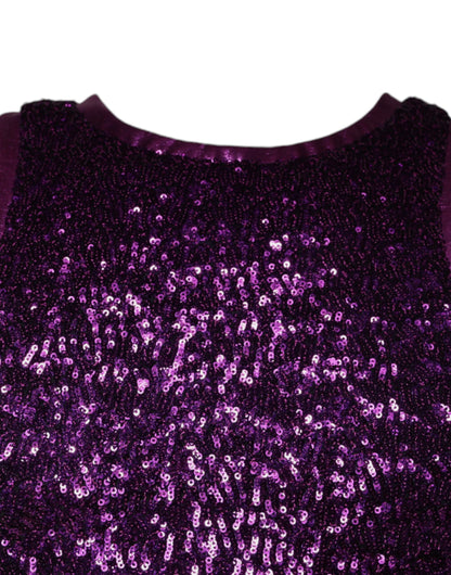 Dolce &amp; Gabbana Lila Pailletten Rundhals ärmelloses T-Shirt