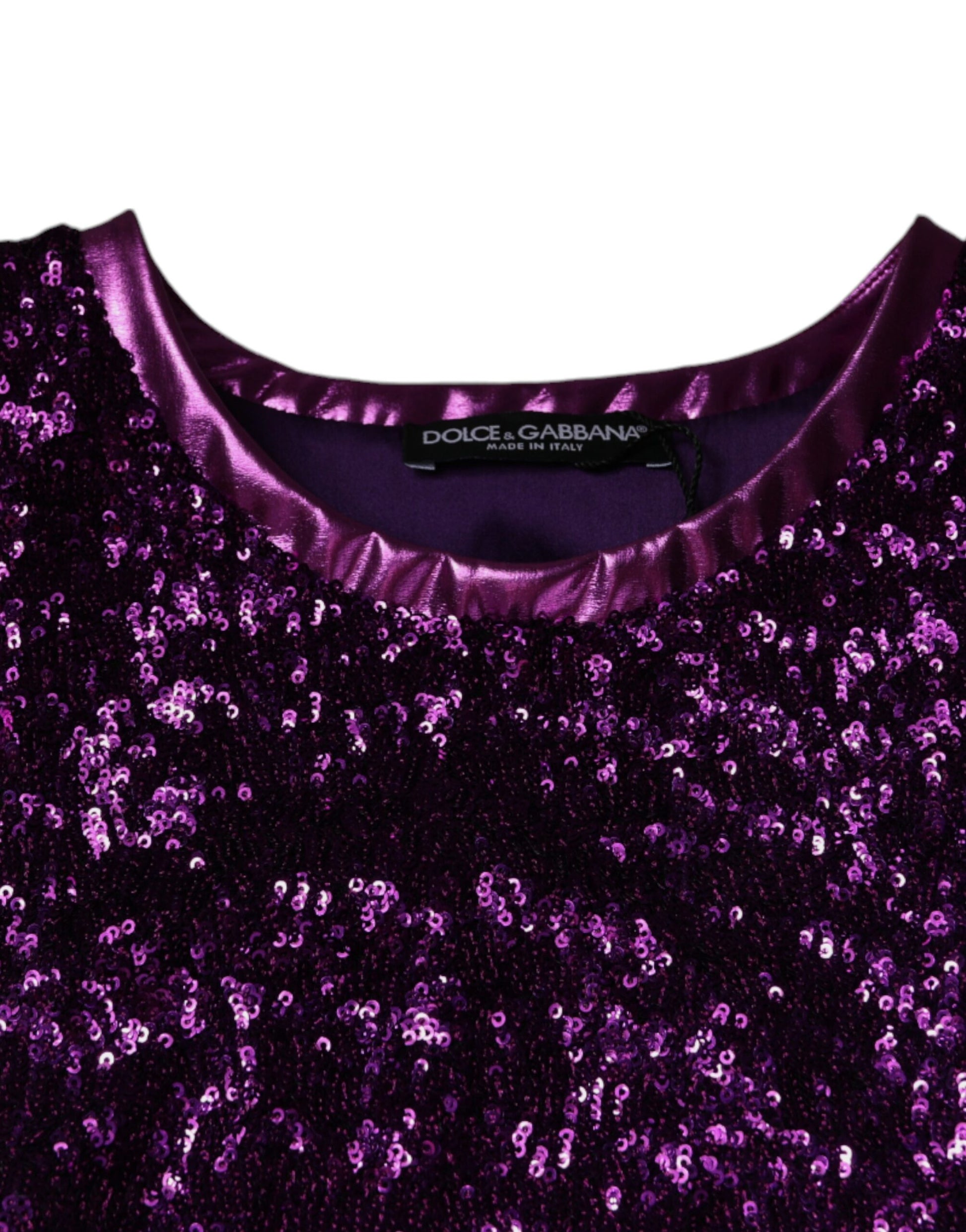 Dolce &amp; Gabbana Lila Pailletten Rundhals ärmelloses T-Shirt