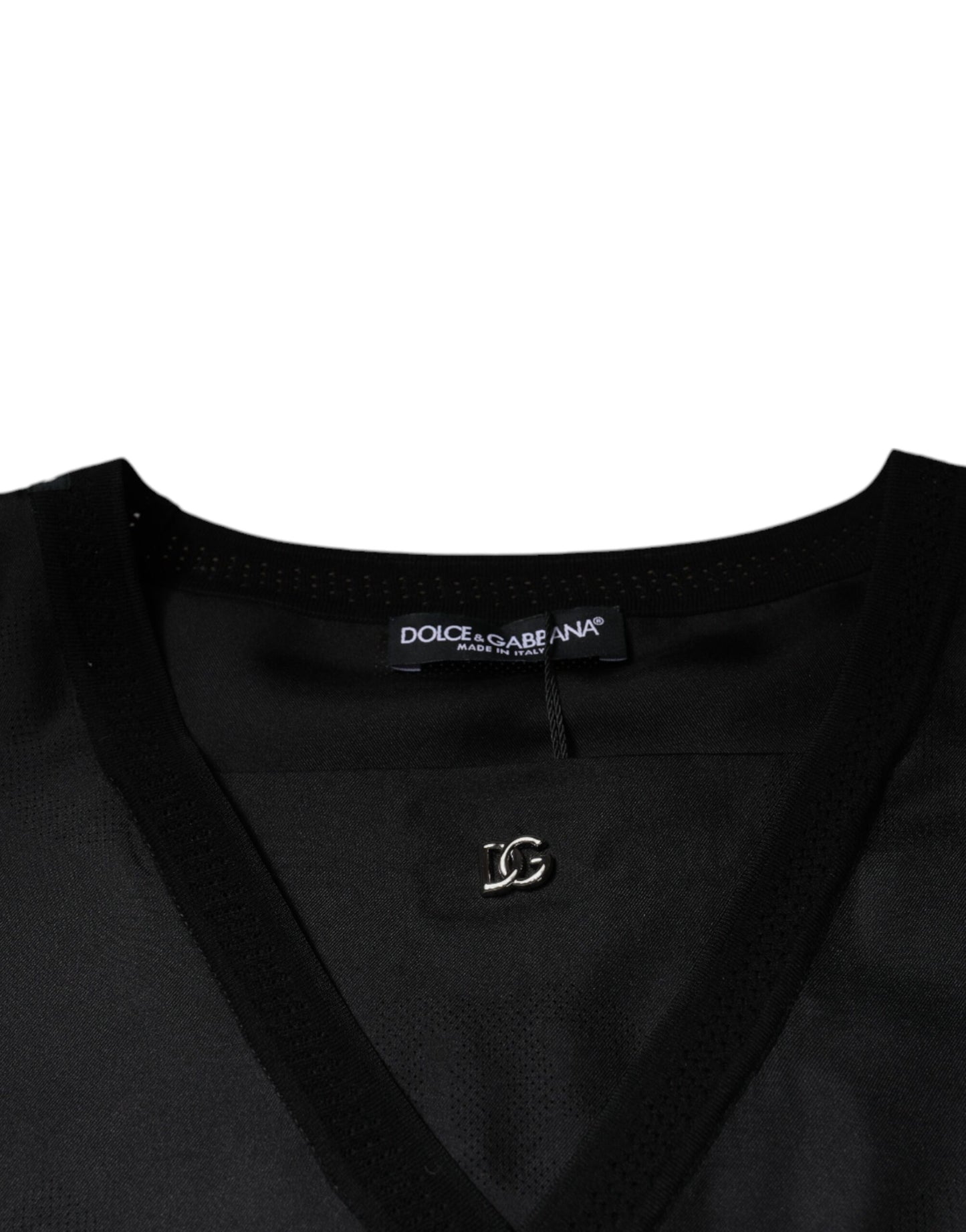 Dolce &amp; Gabbana – Schwarzes, kurzärmliges T-Shirt aus Baumwolle mit quadratischem Ausschnitt