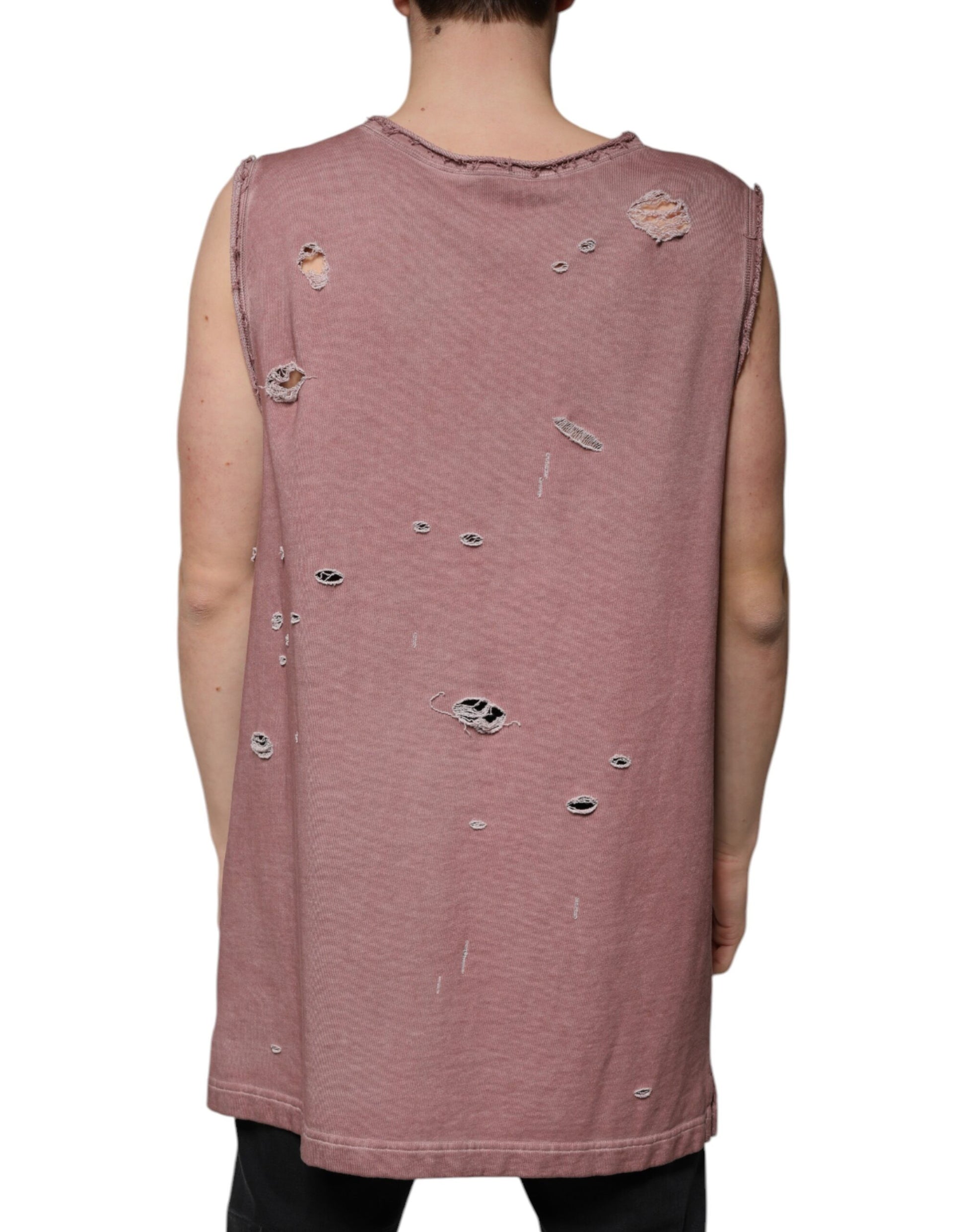 Dolce &amp; Gabbana – Ärmelloses T-Shirt aus brauner Baumwolle mit Rundhalsausschnitt