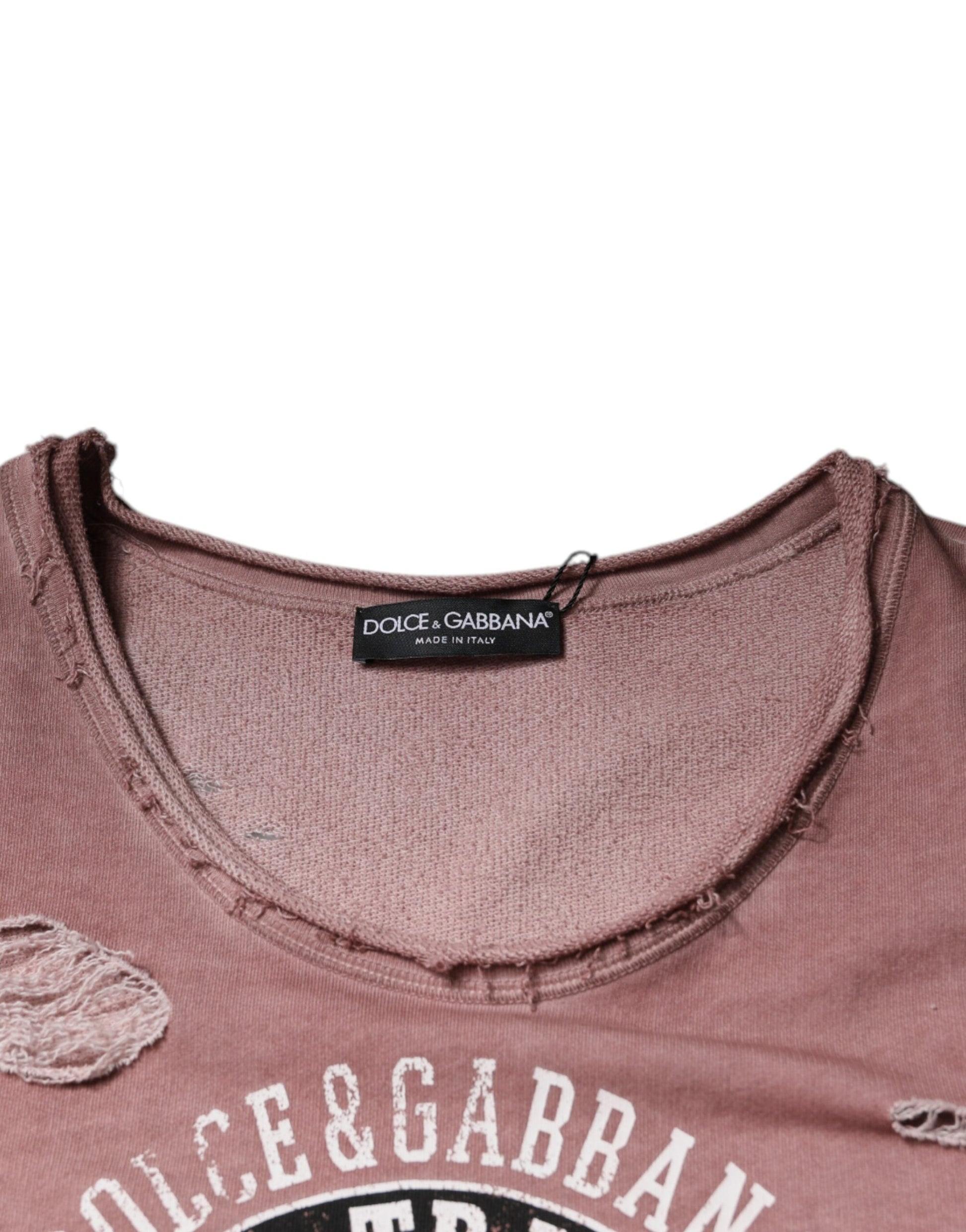 Dolce &amp; Gabbana – Ärmelloses T-Shirt aus brauner Baumwolle mit Rundhalsausschnitt