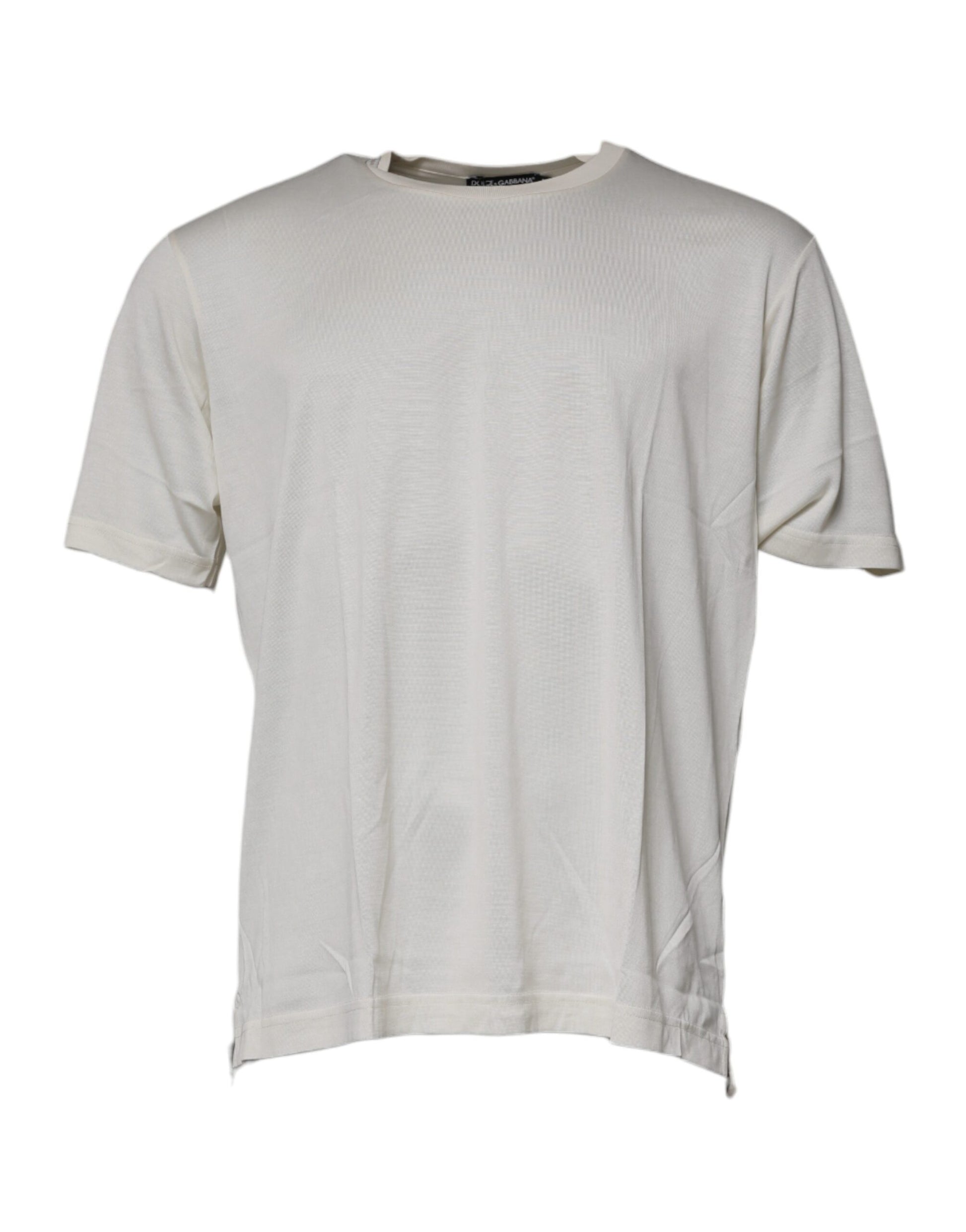 Dolce &amp; Gabbana – Kurzärmliges T-Shirt mit Rundhalsausschnitt in Off-White