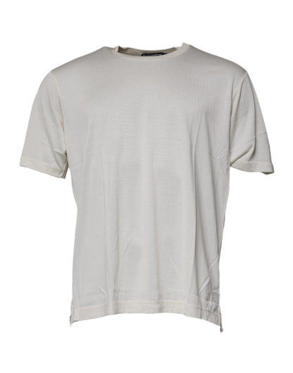 Dolce &amp; Gabbana – Kurzärmliges T-Shirt mit Rundhalsausschnitt in Off-White