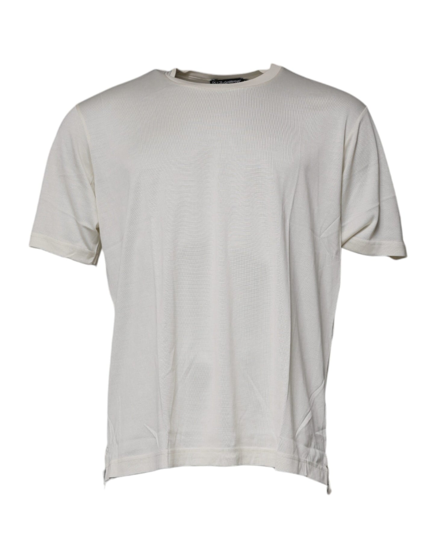 Dolce &amp; Gabbana – Kurzärmliges T-Shirt mit Rundhalsausschnitt in Off-White
