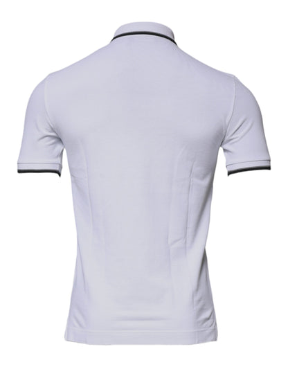 Dolce &amp; Gabbana – Weißes Poloshirt aus Baumwolle mit Kronenkragen