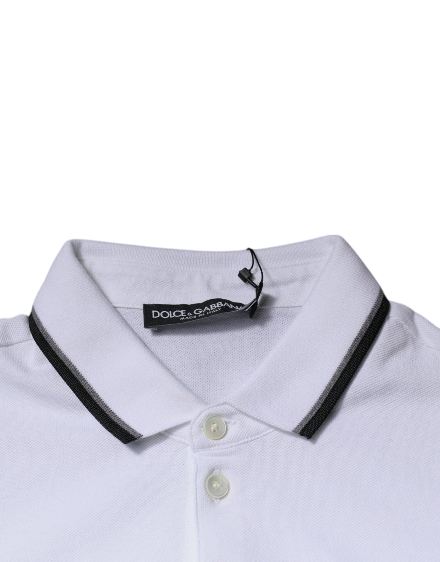 Dolce &amp; Gabbana – Weißes Poloshirt aus Baumwolle mit Kronenkragen
