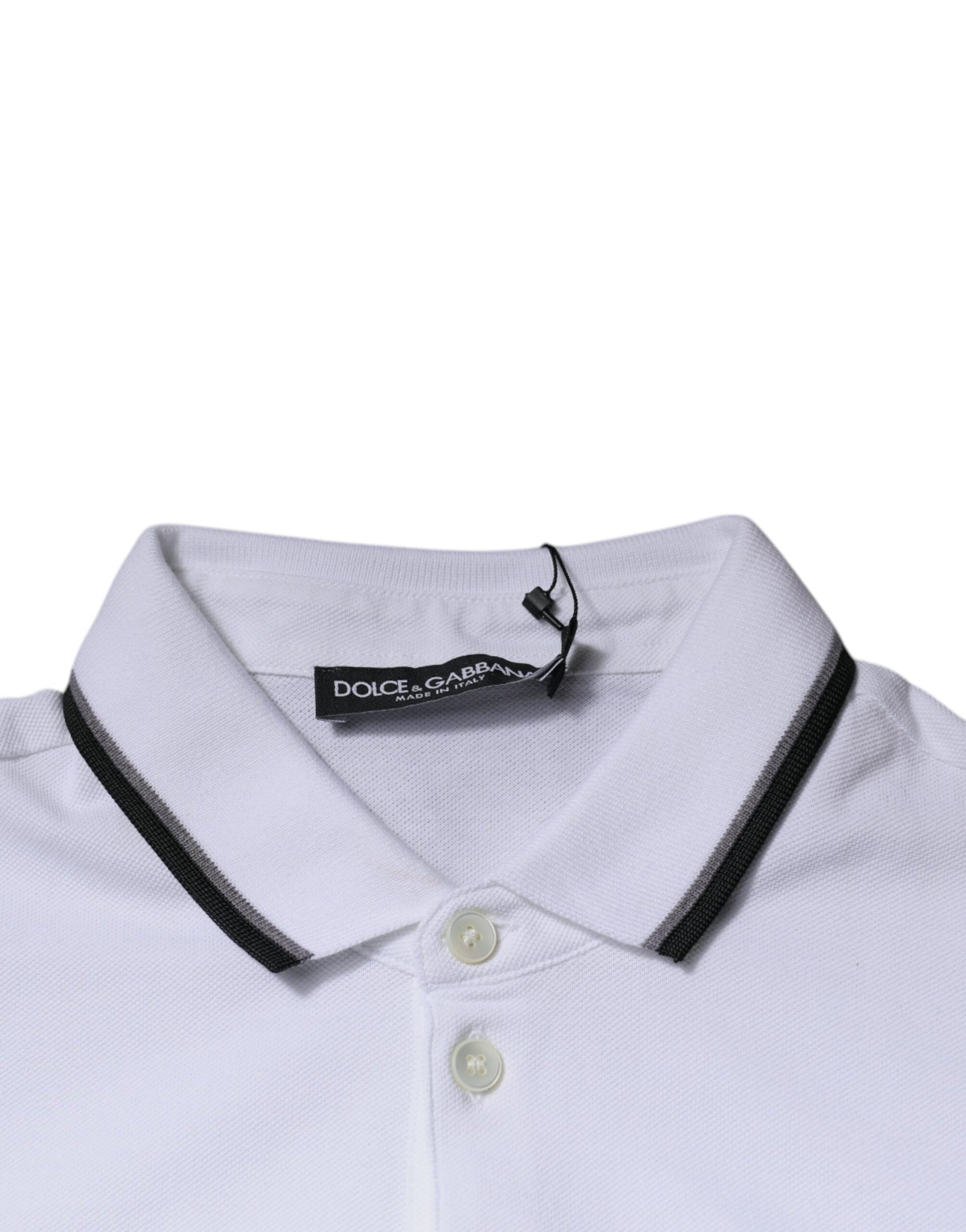 Dolce &amp; Gabbana – Weißes Poloshirt aus Baumwolle mit Kronenkragen