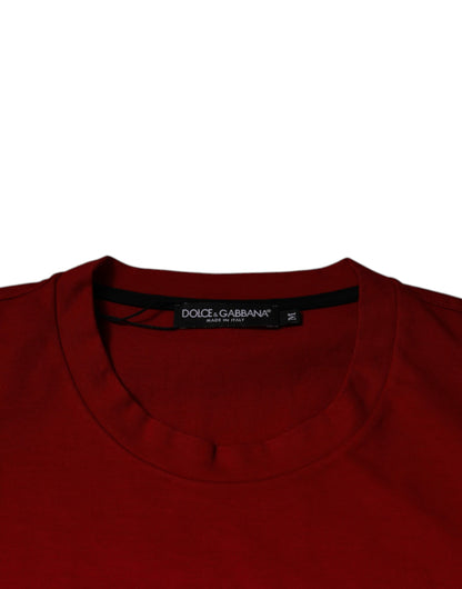 Dolce &amp; Gabbana Rotes T-Shirt aus Baumwolle mit Rundhalsausschnitt und DG Eye-Print
