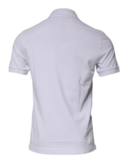Dolce &amp; Gabbana – Weißes Poloshirt aus Baumwolle mit Logo-Schild und Kragen
