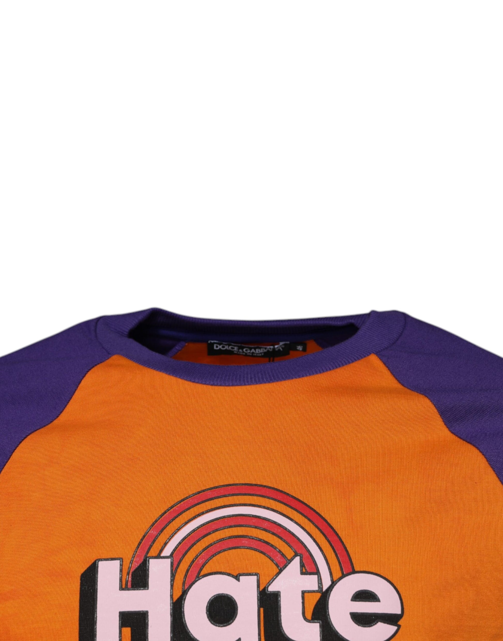 Dolce &amp; Gabbana – Orange-violettes T-Shirt mit kurzen Ärmeln und grafischem Print