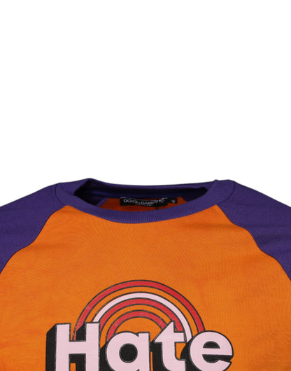 Dolce &amp; Gabbana – Orange-violettes T-Shirt mit kurzen Ärmeln und grafischem Print