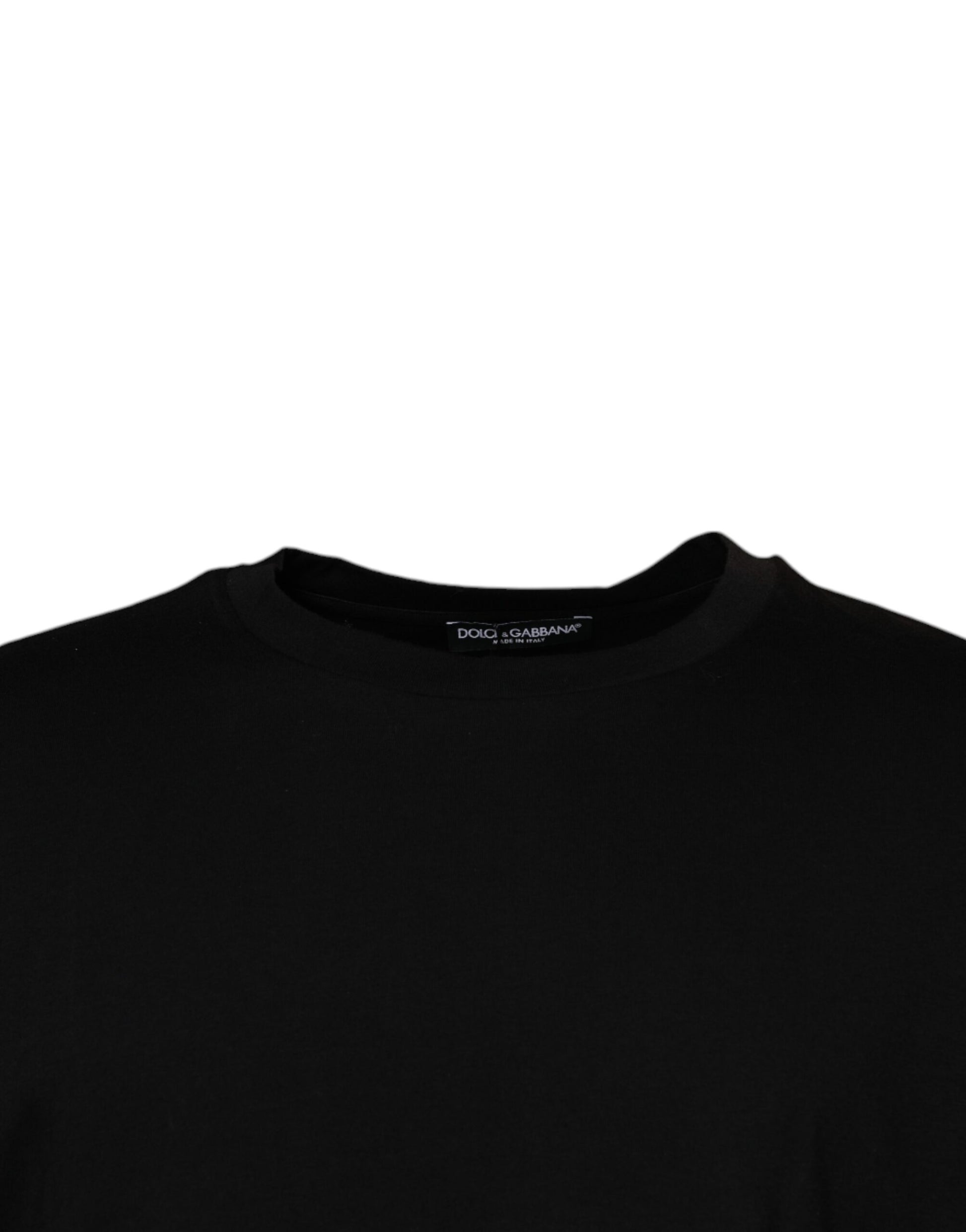 Dolce &amp; Gabbana – Schwarzes, kurzärmliges T-Shirt mit Rundhalsausschnitt