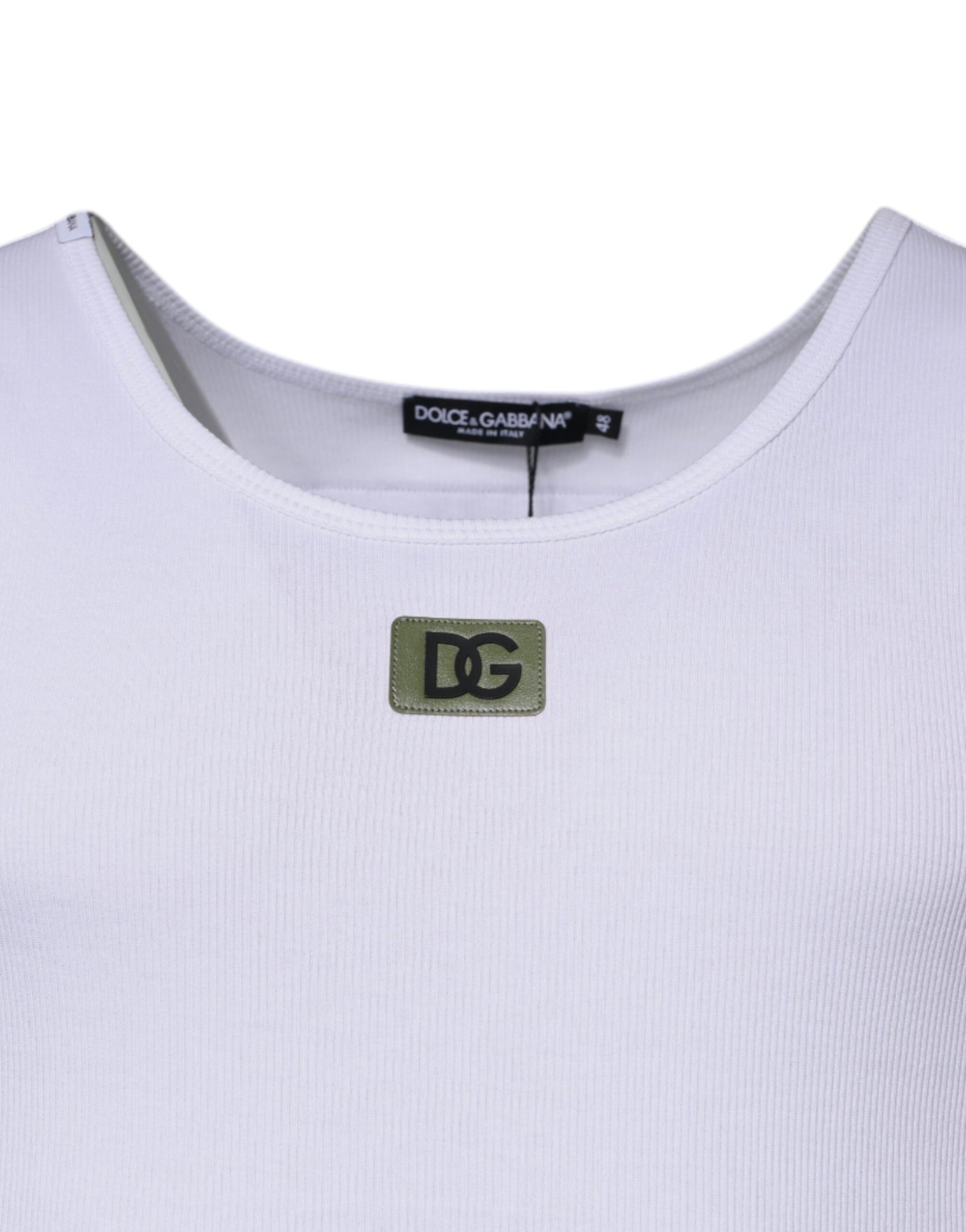 Dolce &amp; Gabbana – Ärmelloses T-Shirt aus weißer Baumwolle mit Rundhalsausschnitt