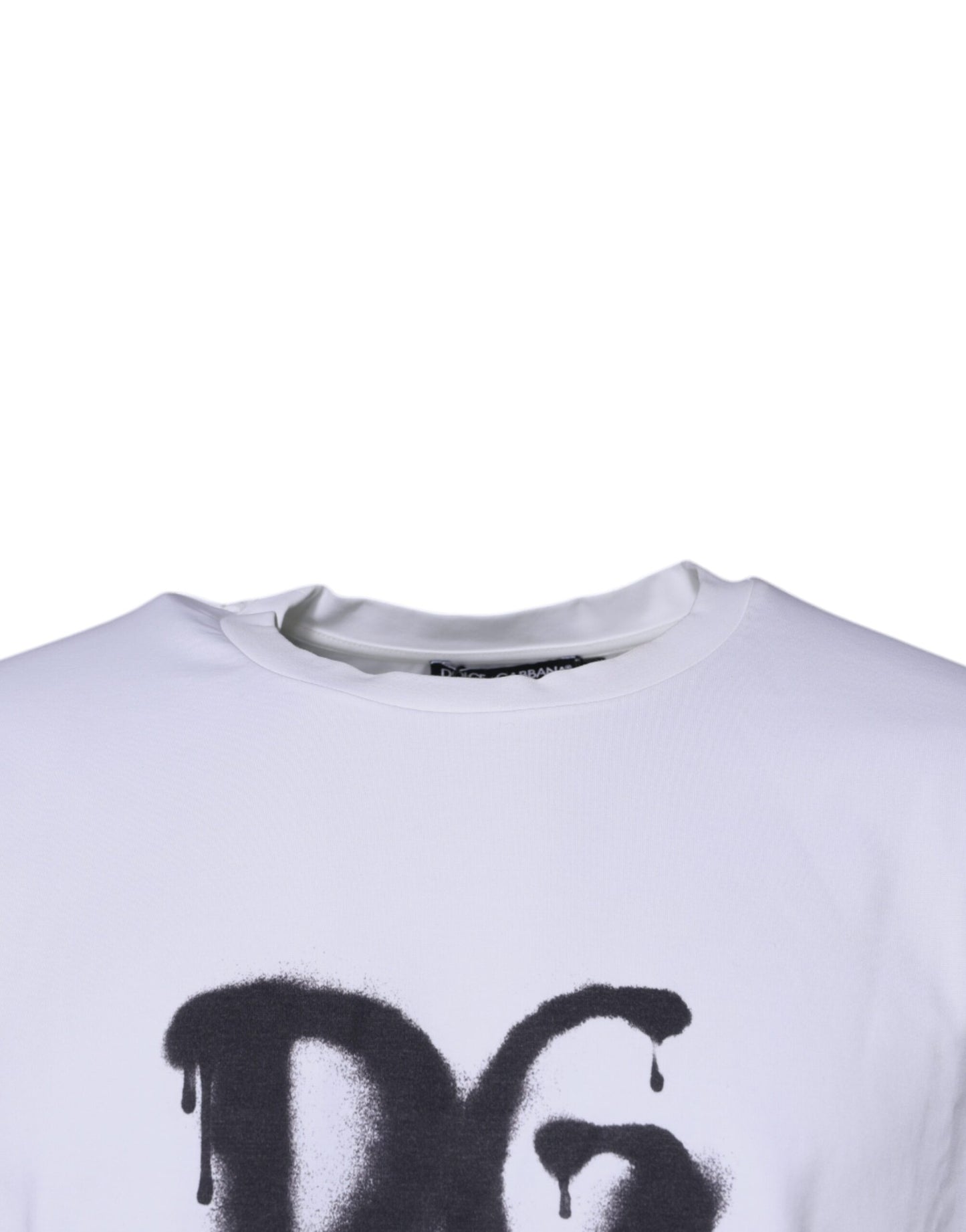 Dolce &amp; Gabbana – Weißes T-Shirt aus Baumwolle mit Rundhalsausschnitt und DG-Logo