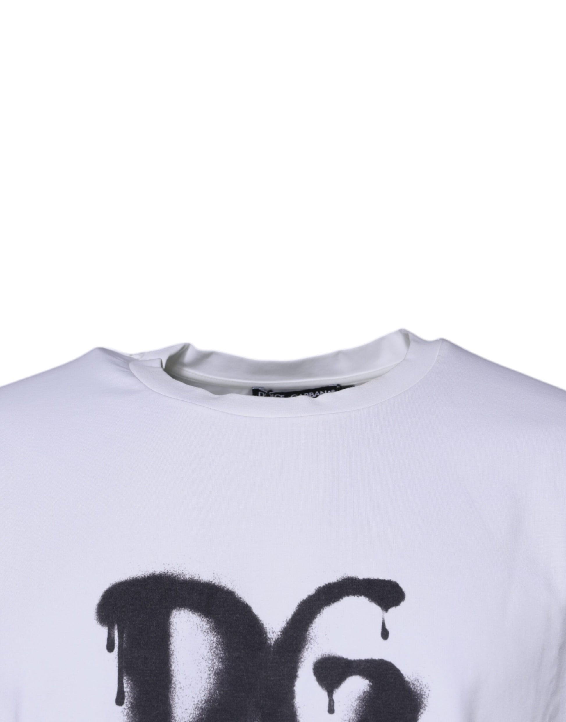 Dolce &amp; Gabbana – Weißes T-Shirt aus Baumwolle mit Rundhalsausschnitt und DG-Logo