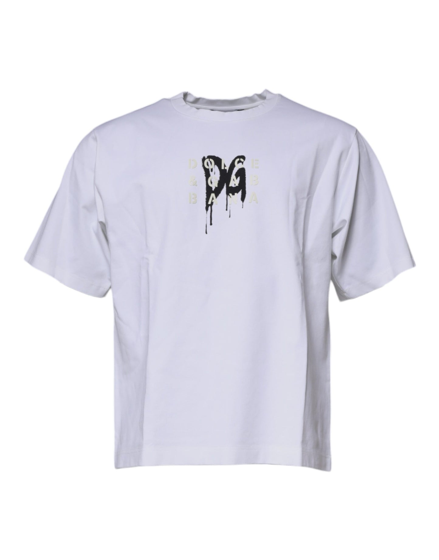 Dolce &amp; Gabbana – Weißes T-Shirt aus Baumwolle mit Rundhalsausschnitt und DG-Logo