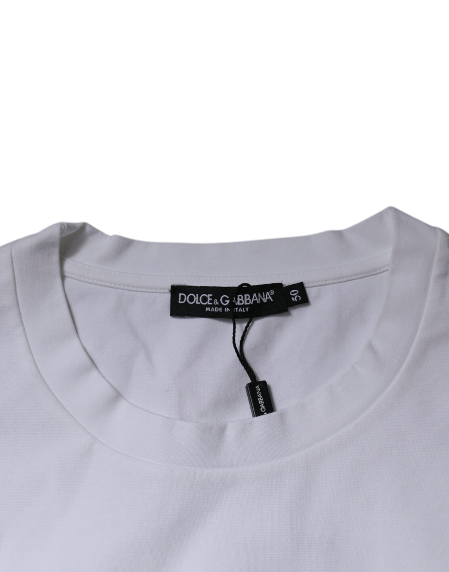 Dolce &amp; Gabbana – Weißes T-Shirt aus Baumwolle mit Rundhalsausschnitt und DG-Logo