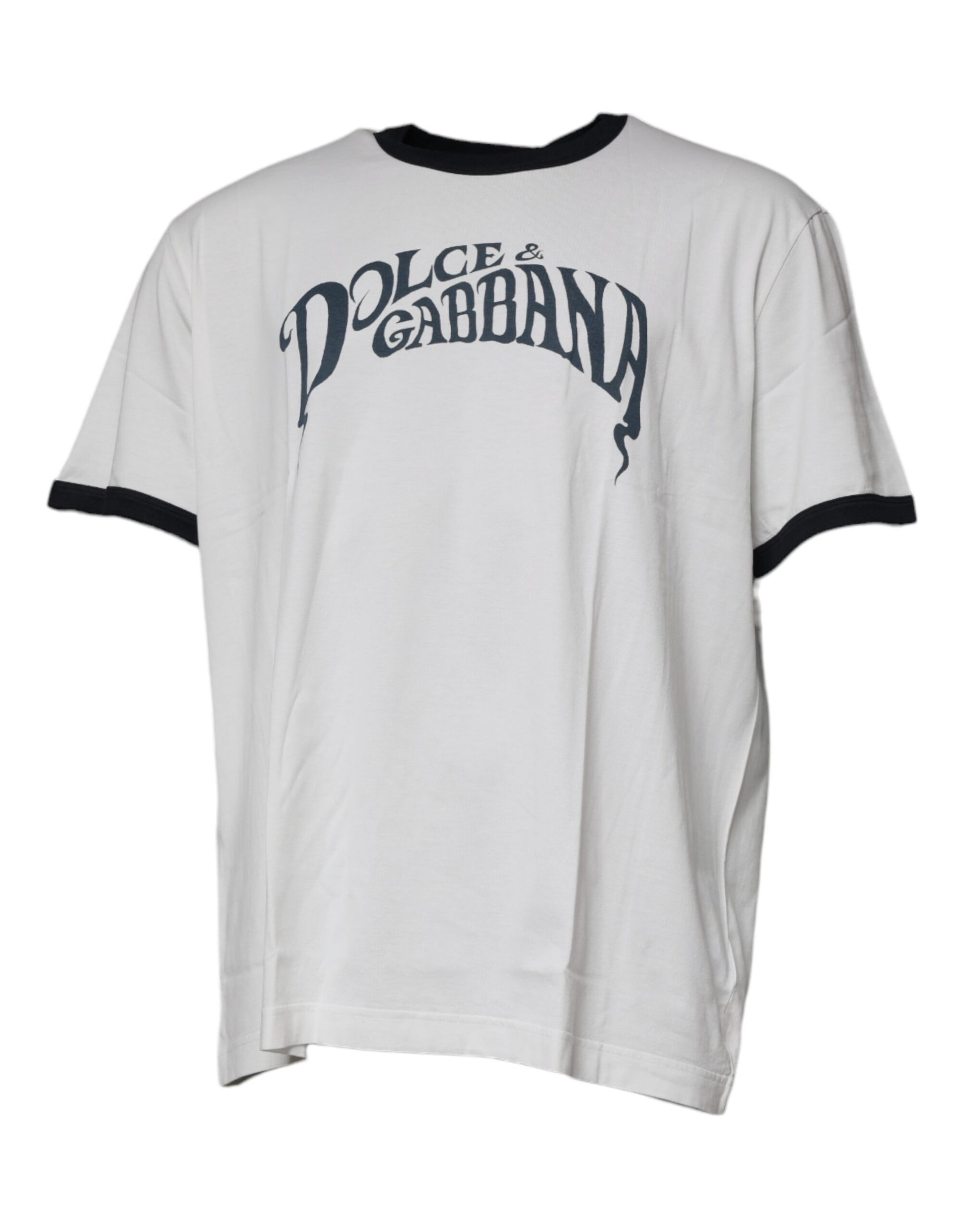 Dolce &amp; Gabbana – Weißes Baumwoll-T-Shirt mit Rundhalsausschnitt und grafischem Print
