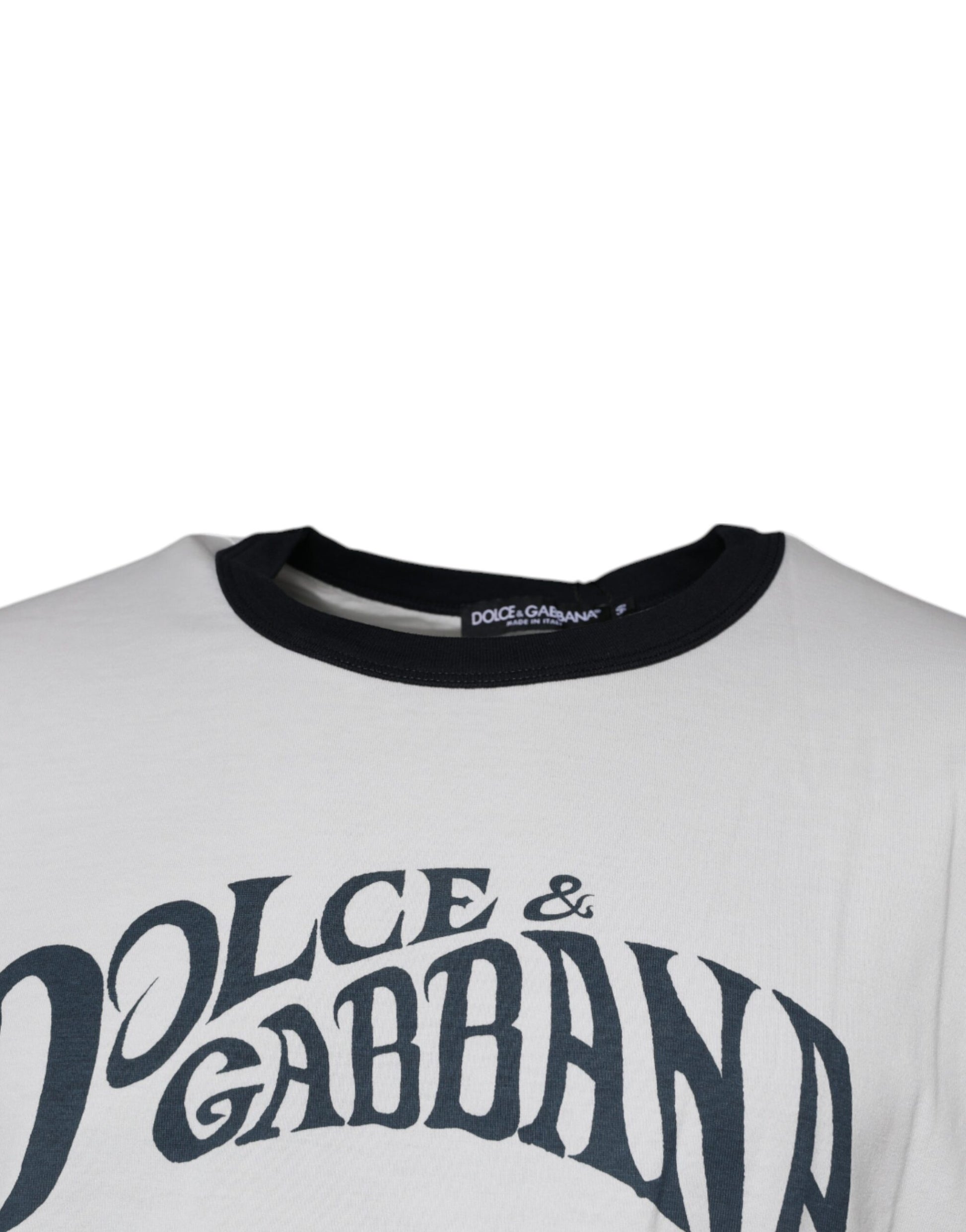 Dolce &amp; Gabbana – Weißes Baumwoll-T-Shirt mit Rundhalsausschnitt und grafischem Print