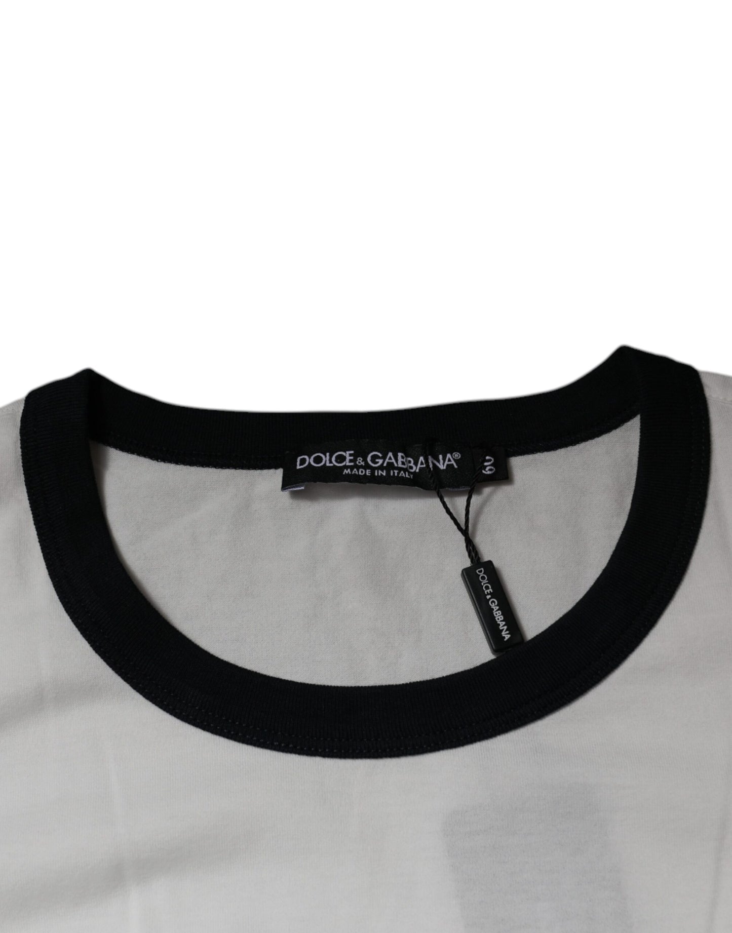 Dolce &amp; Gabbana – Weißes Baumwoll-T-Shirt mit Rundhalsausschnitt und grafischem Print