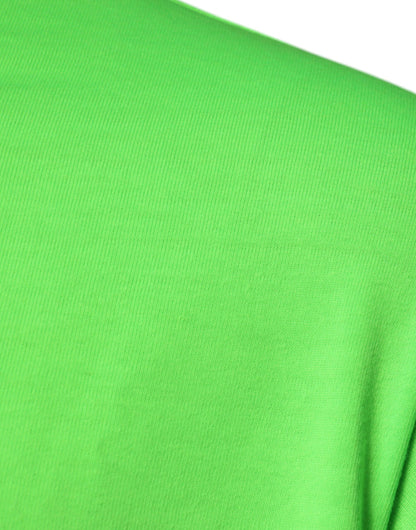 Dolce &amp; Gabbana Grünes T-Shirt aus Baumwolle mit Rundhalsausschnitt und DG-Logo