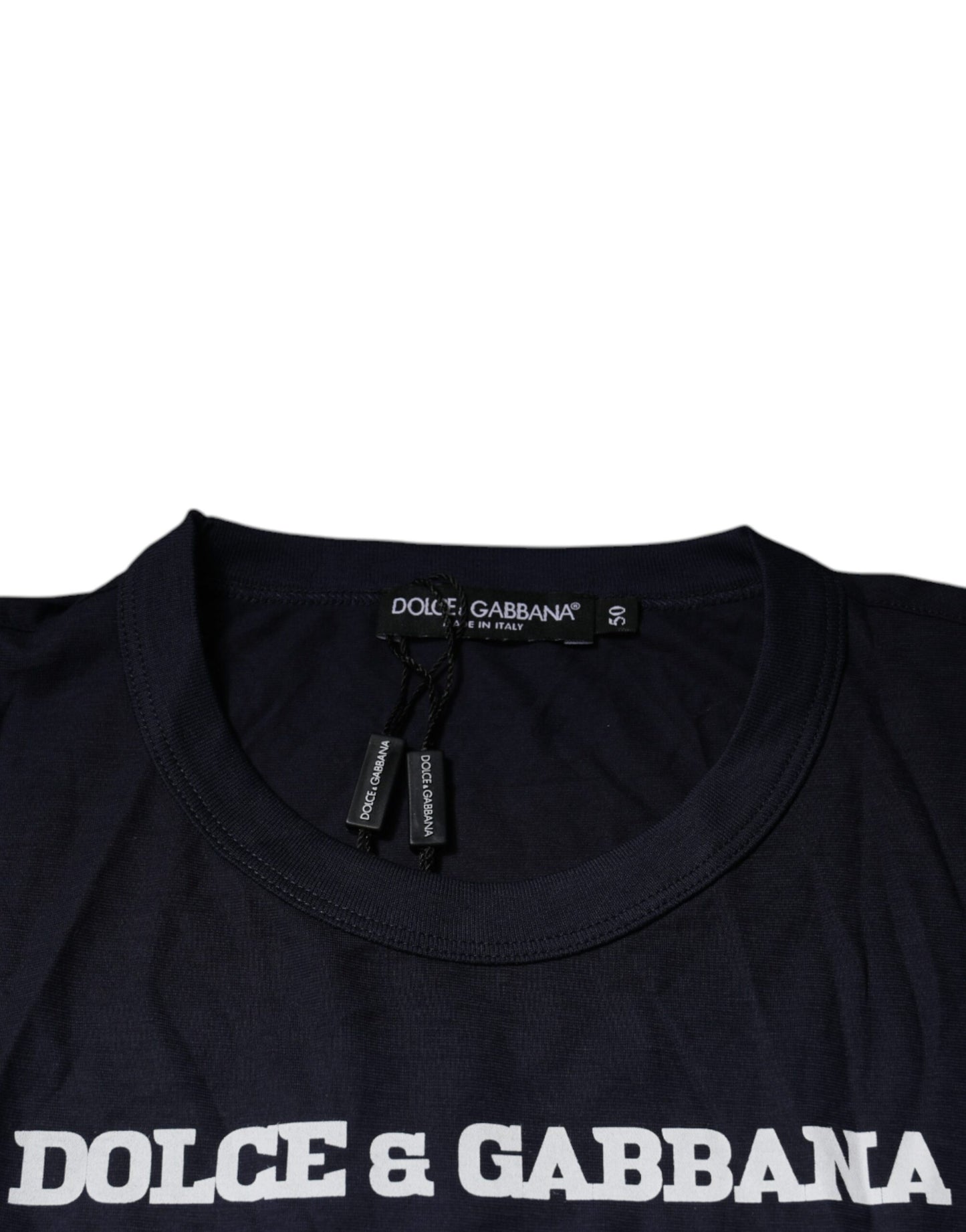 Dolce &amp; Gabbana Blaues D&amp;G King Of Love Baumwoll-T-Shirt mit Rundhalsausschnitt