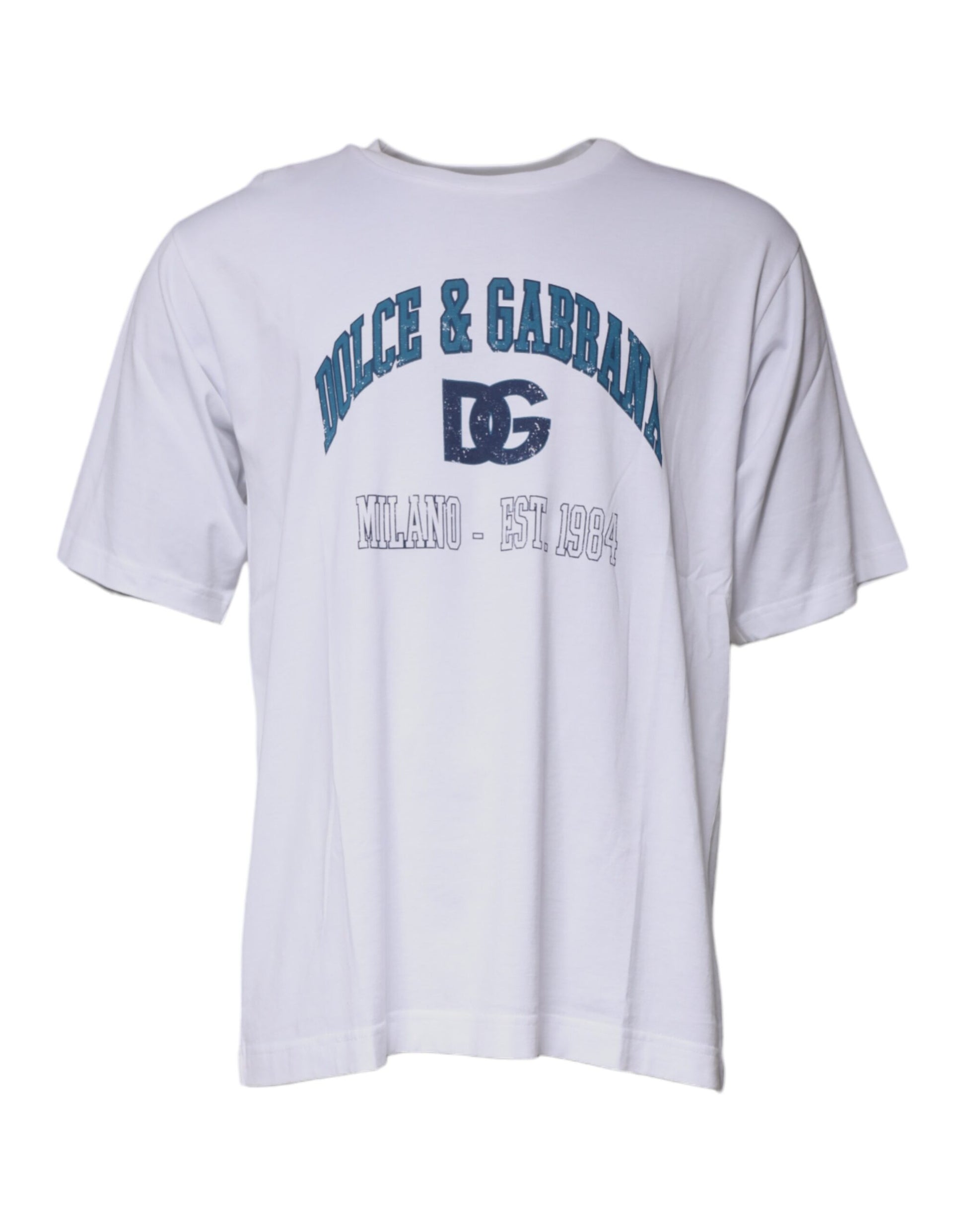 Dolce &amp; Gabbana Weißes DG Milano Baumwoll-T-Shirt mit Rundhalsausschnitt