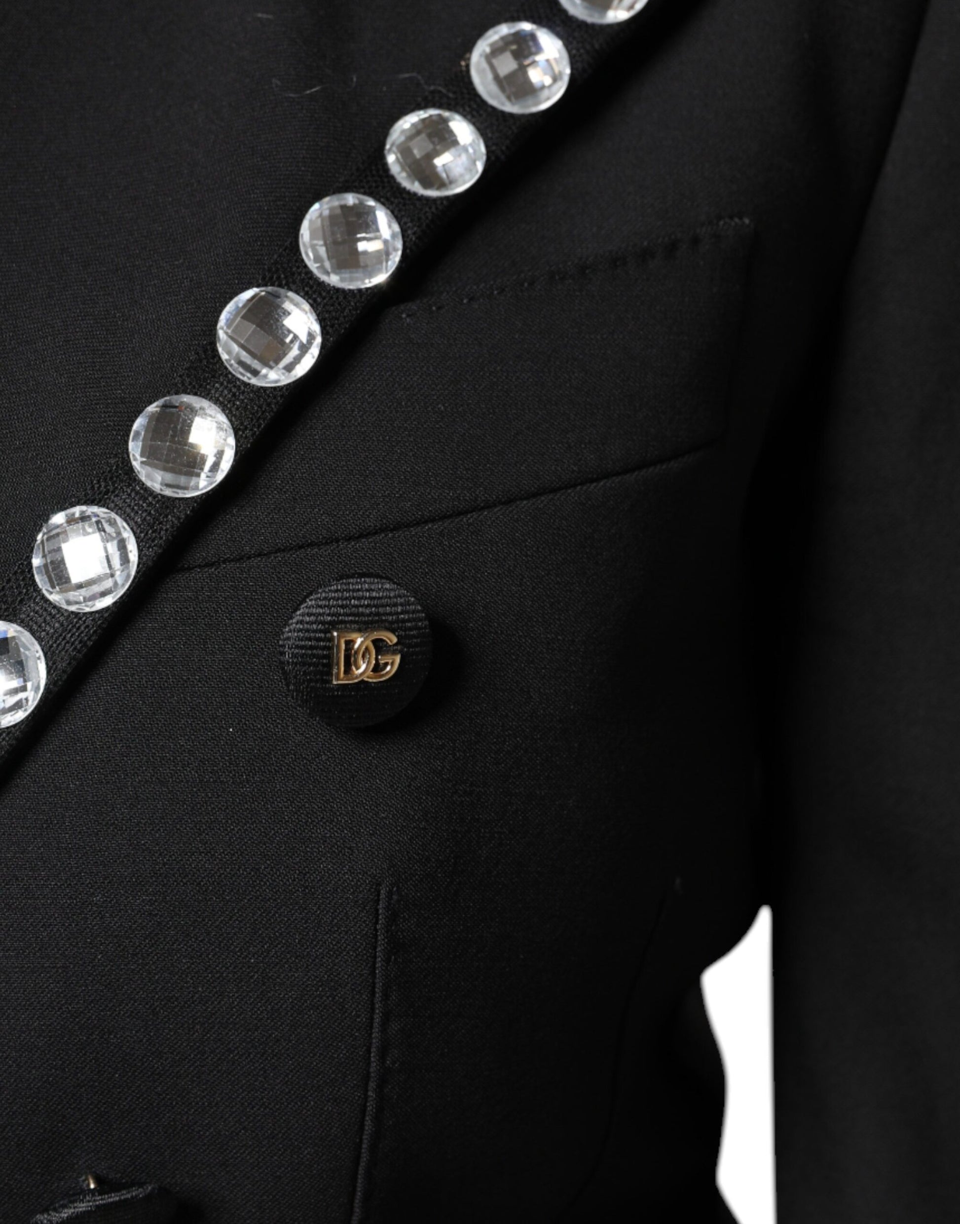 Dolce &amp; Gabbana – Zweireihige Blazerjacke mit schwarzem Kristall