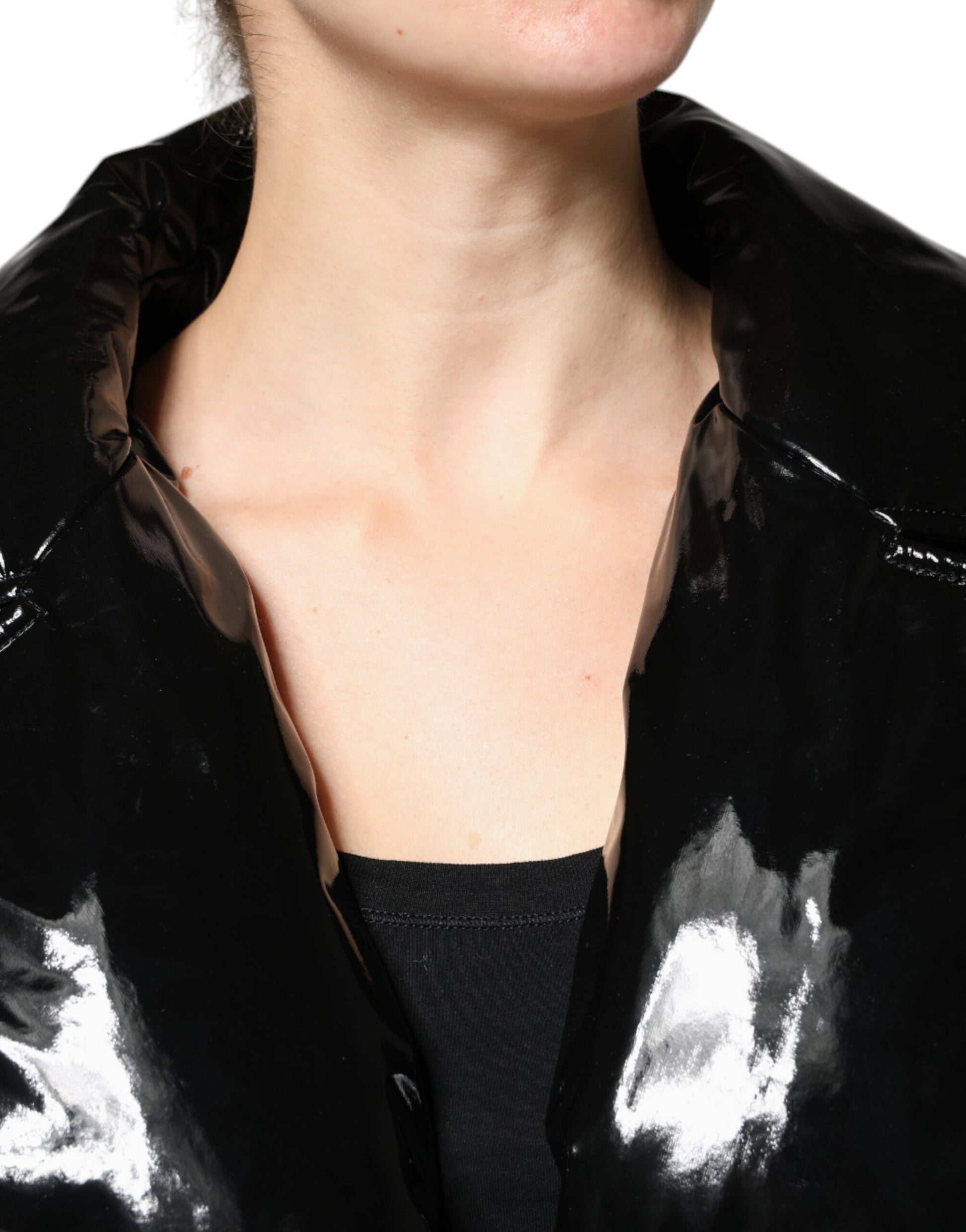 Dolce &amp; Gabbana – Schwarze Blousonjacke aus Polyester mit Knopfleiste
