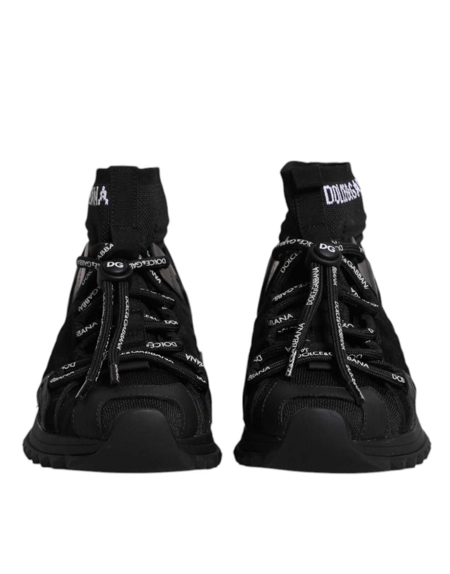 Dolce &amp; Gabbana Schwarze Sorrento Socken Logo Sneakers Schuhe