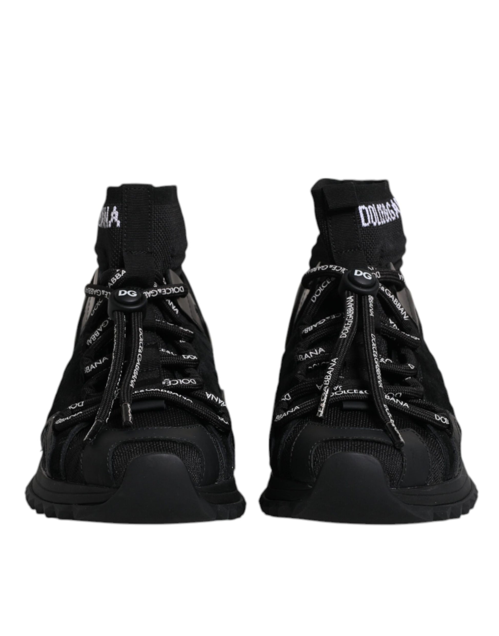 Dolce &amp; Gabbana Schwarze Sorrento Socken Logo Sneakers Schuhe