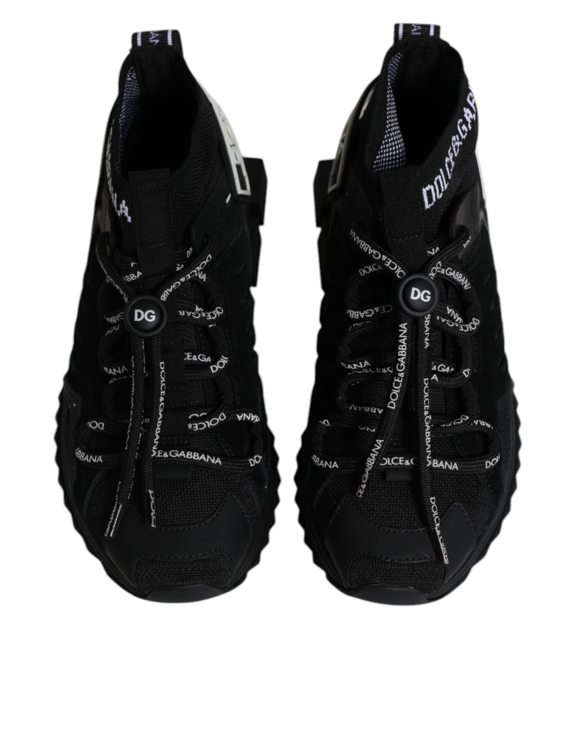 Dolce &amp; Gabbana Schwarze Sorrento Socken Logo Sneakers Schuhe