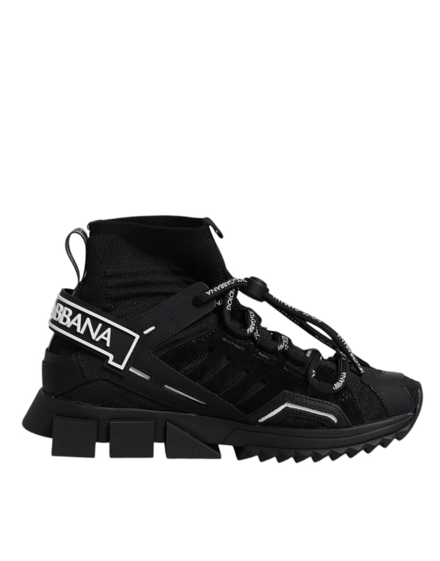 Dolce & Gabbana Schwarze Sorrento Socken Logo Sneakers Schuhe