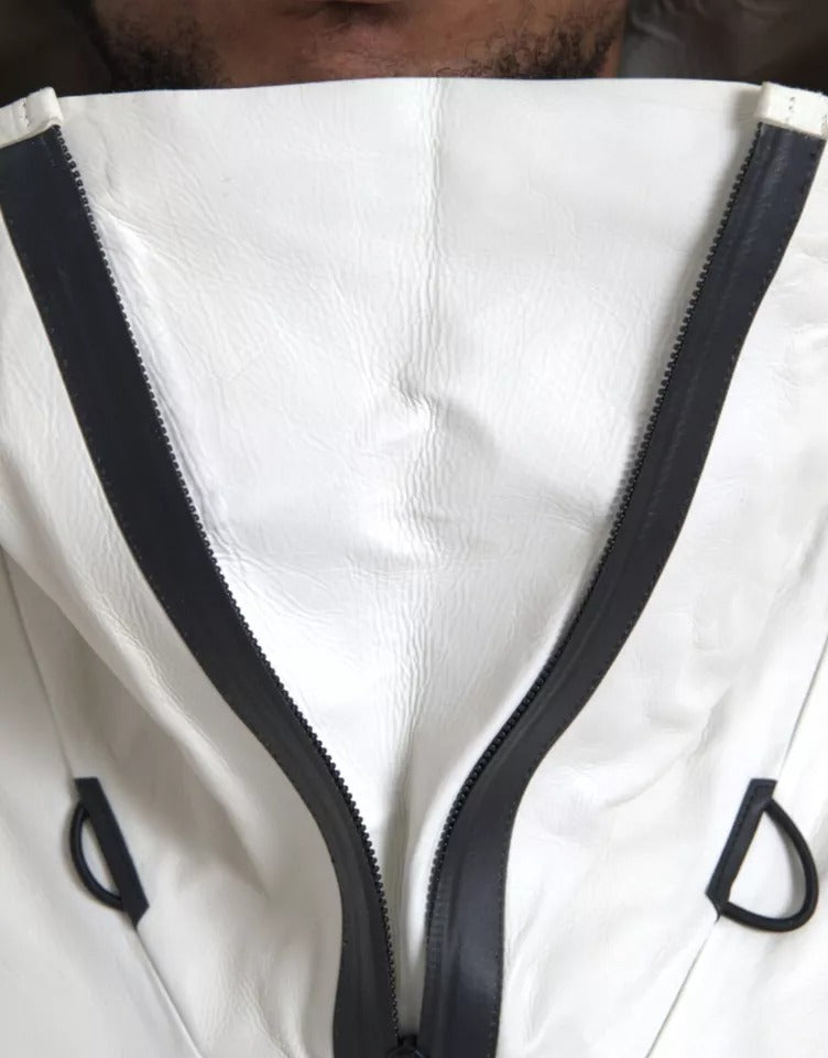 Bottega Veneta Herren Wasserdichte Jacke Blouson aus weißem Leder