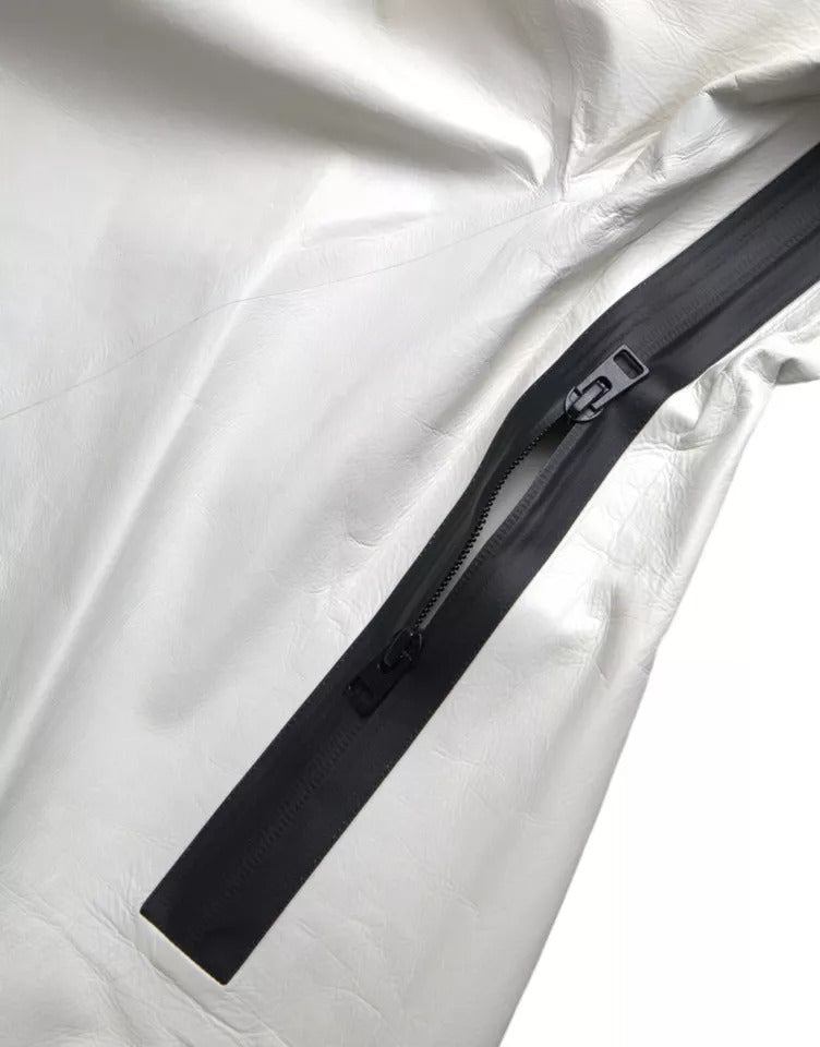 Bottega Veneta Herren Wasserdichte Jacke Blouson aus weißem Leder