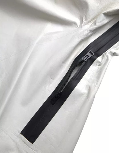 Bottega Veneta Herren Wasserdichte Jacke Blouson aus weißem Leder