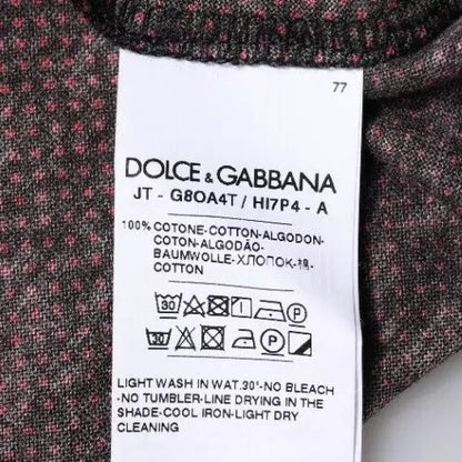 Dolce &amp; Gabbana – Rotes, kurzärmliges Baumwoll-T-Shirt mit Leopardenmuster