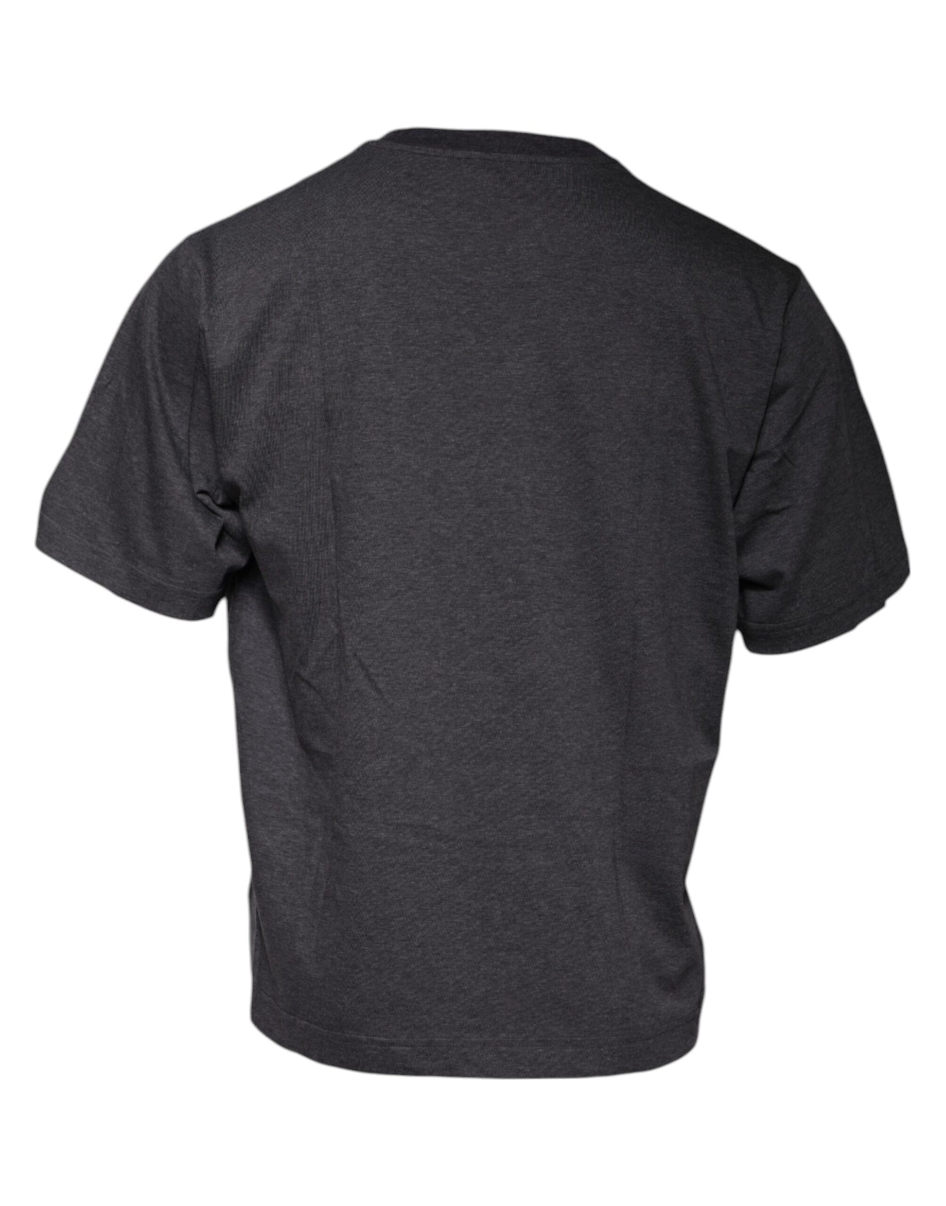 Dolce &amp; Gabbana – Dunkelgraues T-Shirt mit Rundhalsausschnitt und kurzen Ärmeln