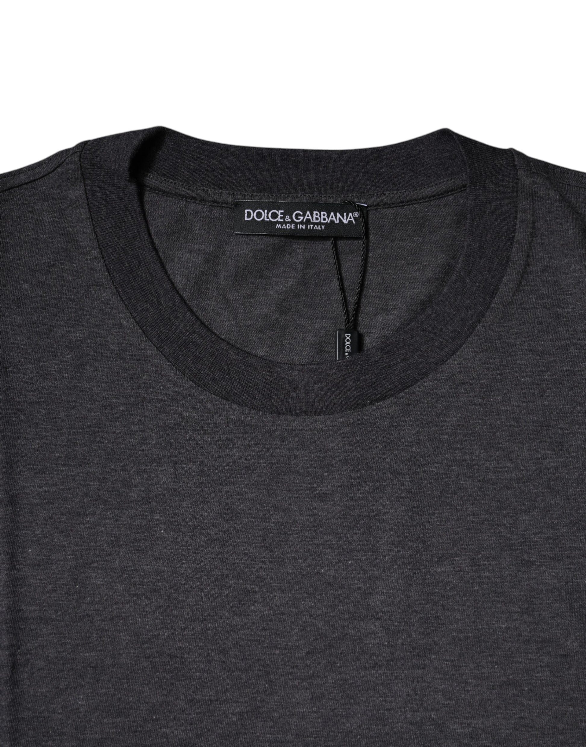 Dolce &amp; Gabbana – Dunkelgraues T-Shirt mit Rundhalsausschnitt und kurzen Ärmeln